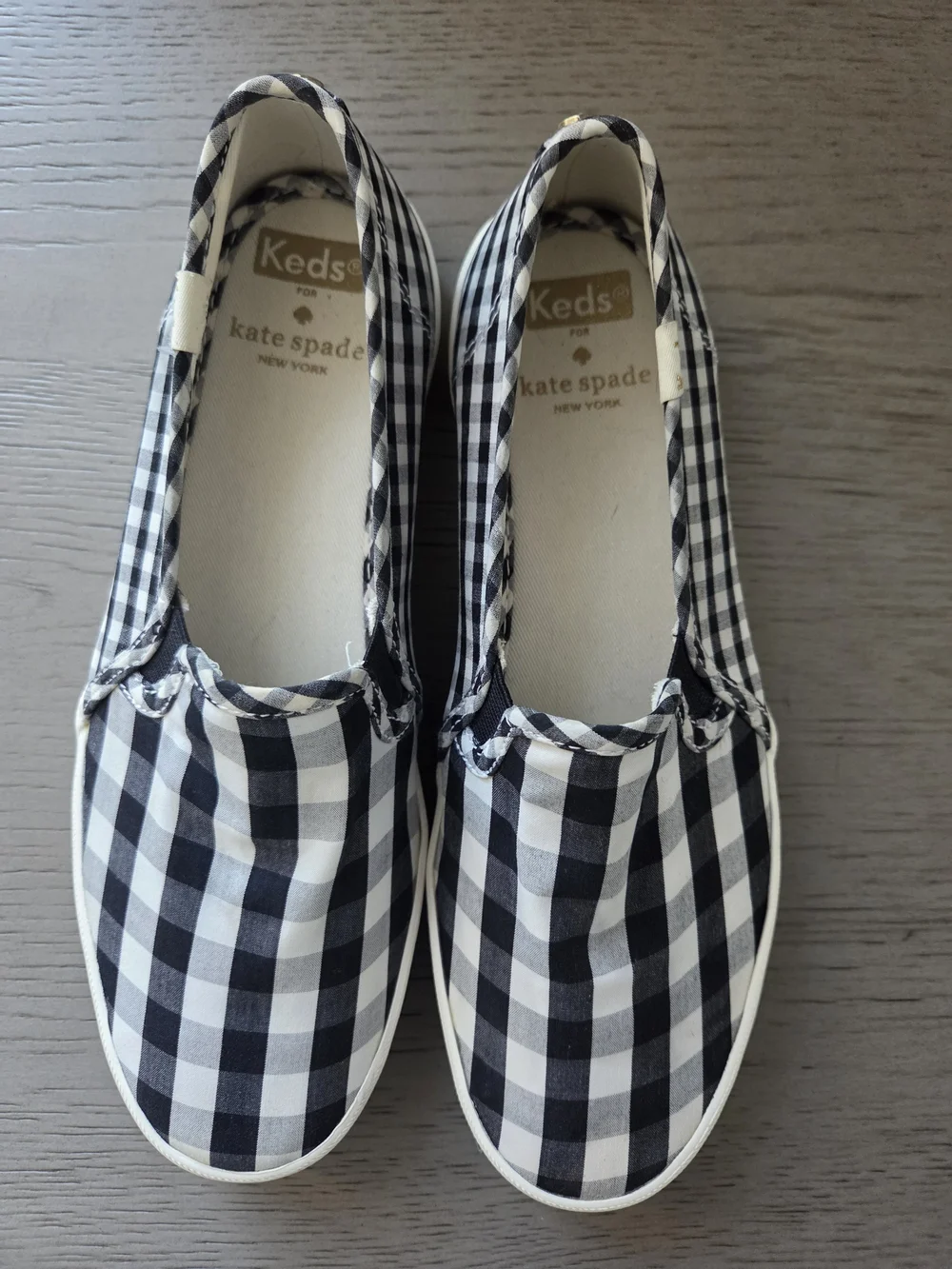 Keds x Kate Spade Black & White Gingham Slip-Ons Womens 7.5